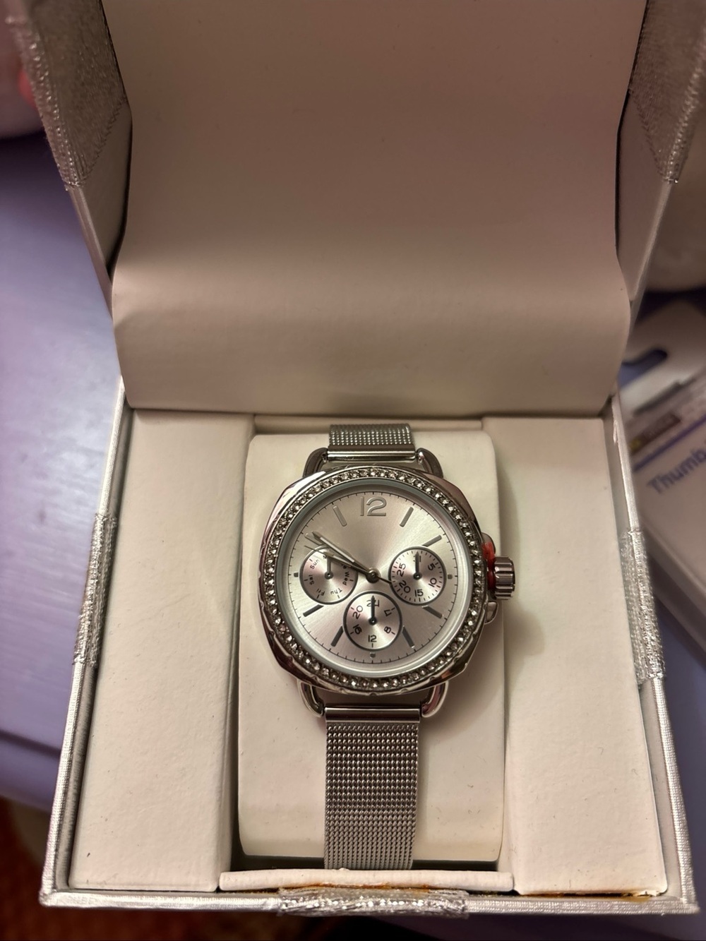 Macy's Women's Silver Tone Mesh Bracelet Watch, New in Box